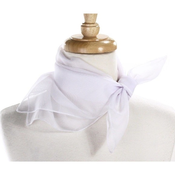 50s Style Sheer Chiffon Square Scarves Set w 1 White and 1 Lilac Scarf - Hey Viv - Picture 3 of 7